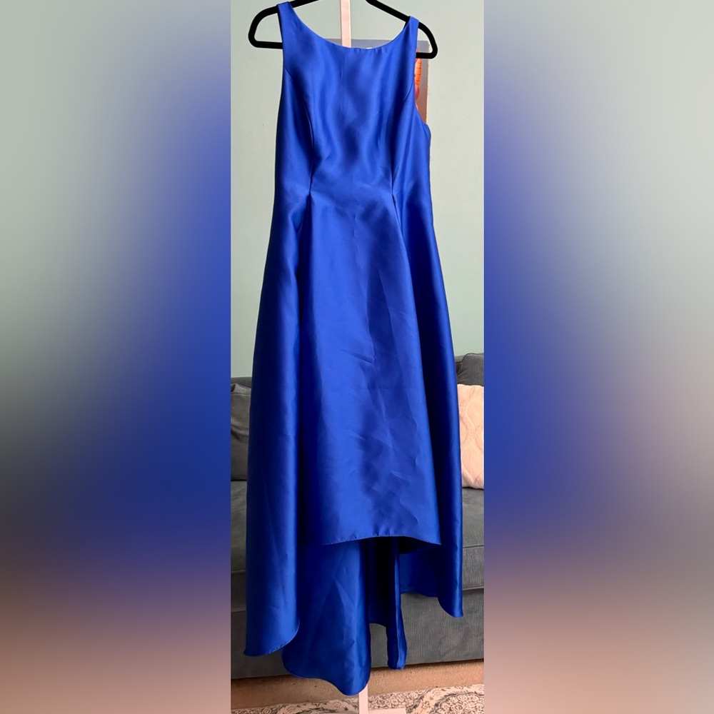 Elegant Adrianna Papell High-Low Crew Neck Sleeveless Long dress with pockets!